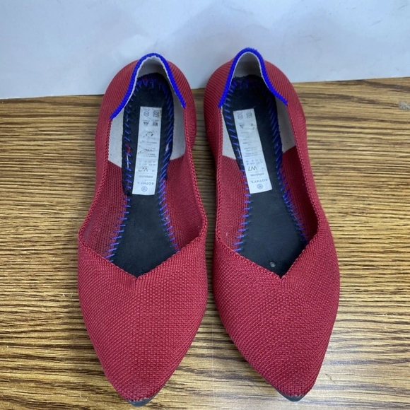 Rothy's Women's Red Knit Fabric Slip-On Pointed Toe Flats Size 7 NO INSOLES - Picture 1 of 9